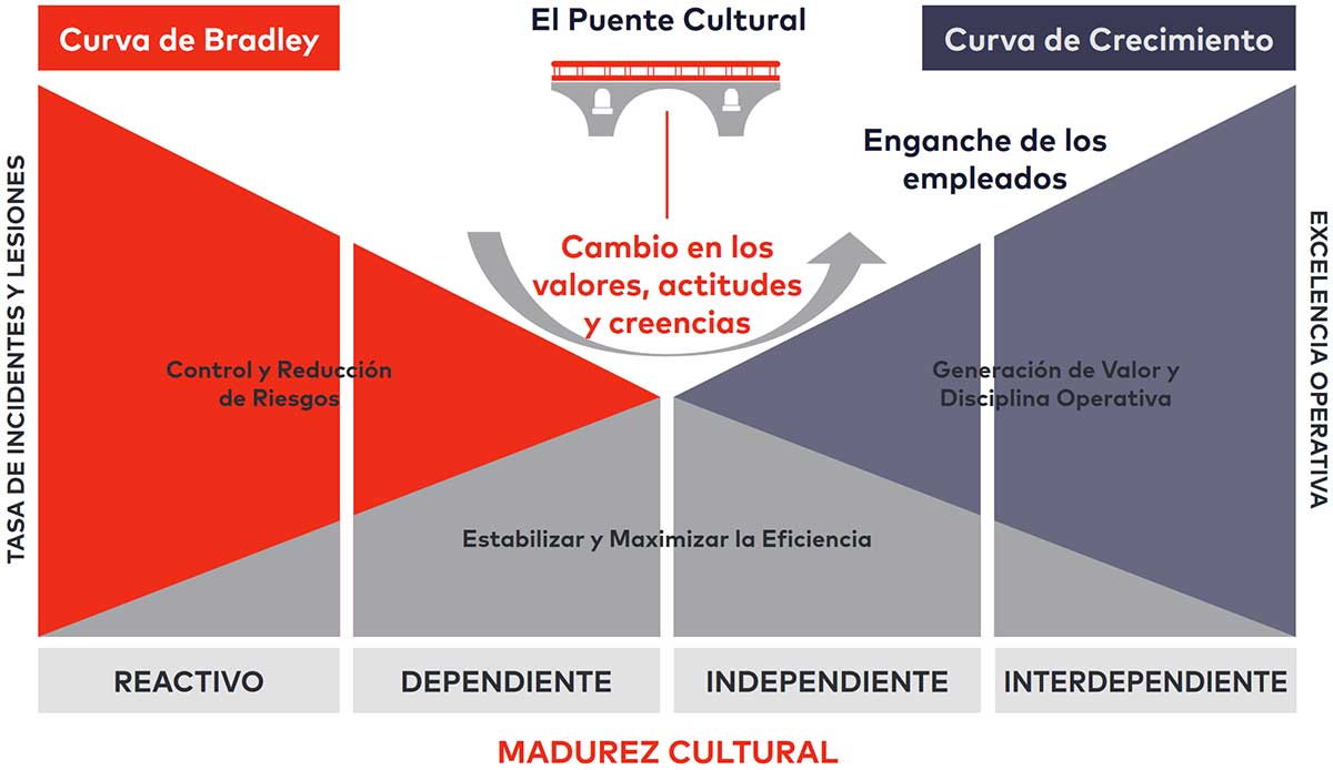 Figura 1. La Curva de Bradley™ de dss+ - un modelo comprobado para cambiar la cultura de la organización para activar el desempeño.